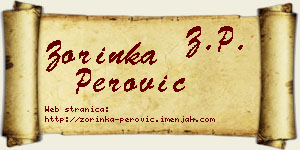 Zorinka Perović vizit kartica